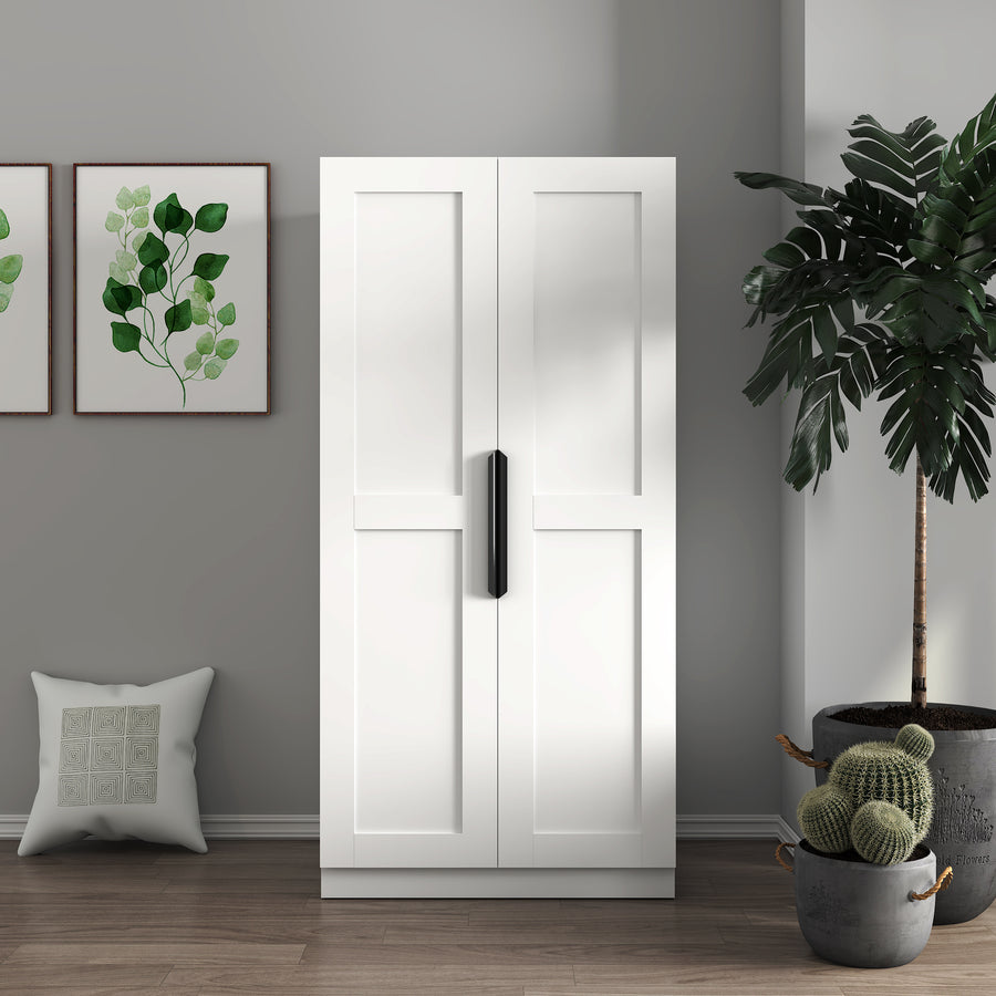 63" Kitchen Pantry Cabinet with Doors and Shelves, White, view 3