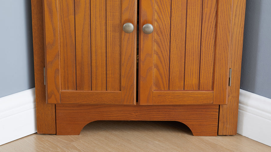 72" Corner Pantry Cabinet with 8 Doors and 4 Shelves, Oak, view 8