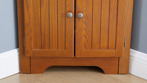 72" Corner Pantry Cabinet with 8 Doors and 4 Shelves, Oak, view 8