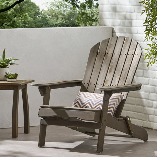Adirondack Chair in Acacia Wood, Rustic Outdoor Patio Chair, Gray
