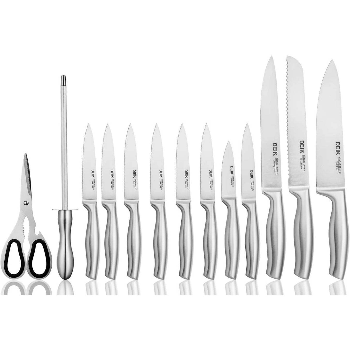 Deik Knife Set, 14 Pieces Stainless Steel Knife Set with Acrylic Stand