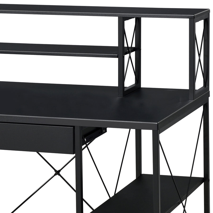 Amiel Black Studio Desk with Drawer & 8 Compartments — alternate view 4