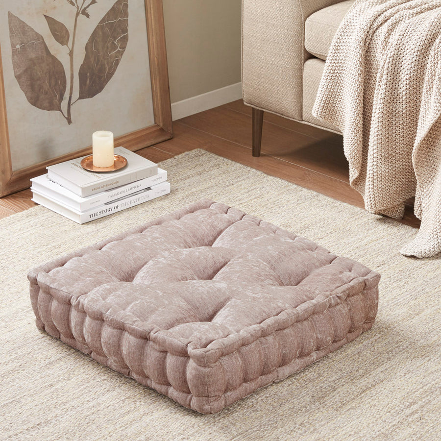 20x20 Inch Blush Poly Chenille Square Floor Pillow