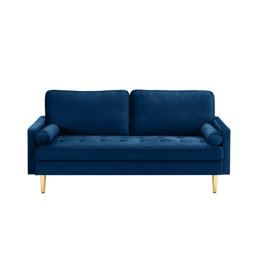 65-Inch Navy Velvet Loveseat with Cushions