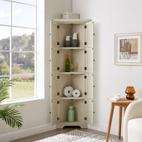 72" Corner Pantry Cabinet with 8 Doors and 4 Shelves, White, view 5