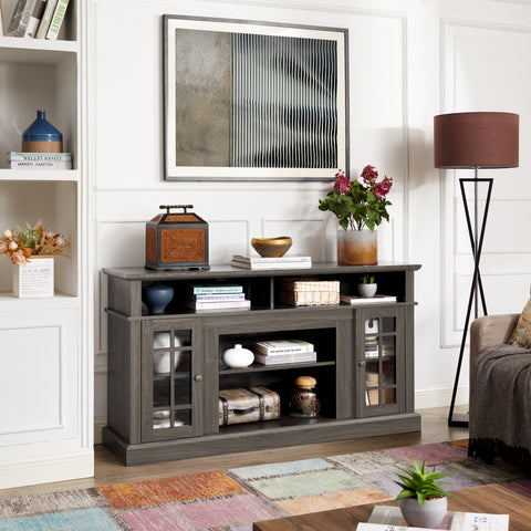 Classic TV Stand for TVs Up to 65", Dark Walnut and Black, view 9