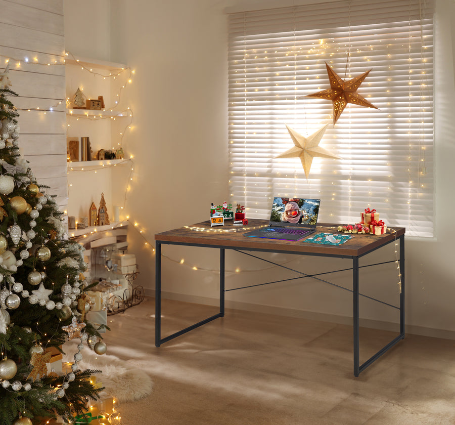Bob Multi-Functional Writing Desk - Weathered Oak & Black Metal Legs (Dressing/Game/Small Dining Table)