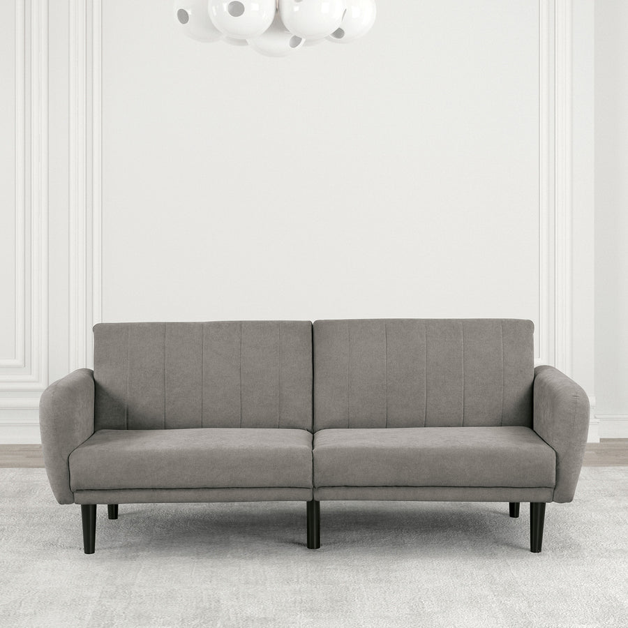 81" Gray Tufted Futon Sofa Bed with Pocket Coils — alternate view 2