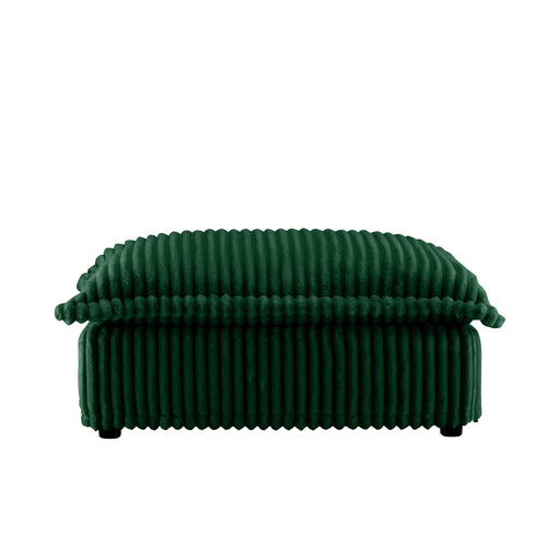 Upholstered Ottoman Footstool with Removable Cover, 37" Corduroy, Green