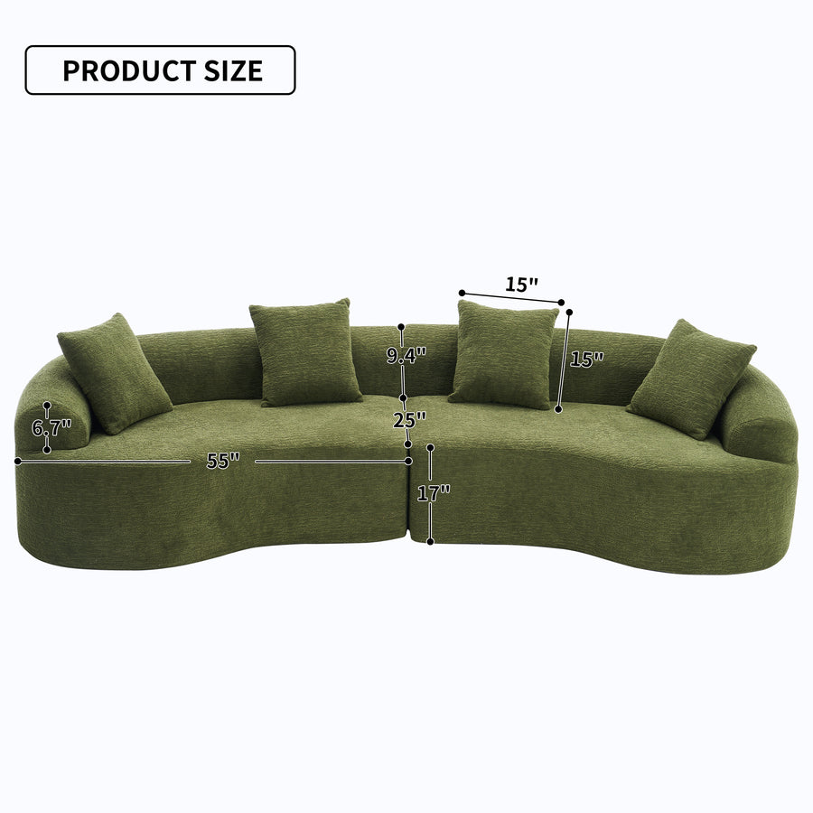 110-inch forest green chenille U-shaped sectional sofa - view 3