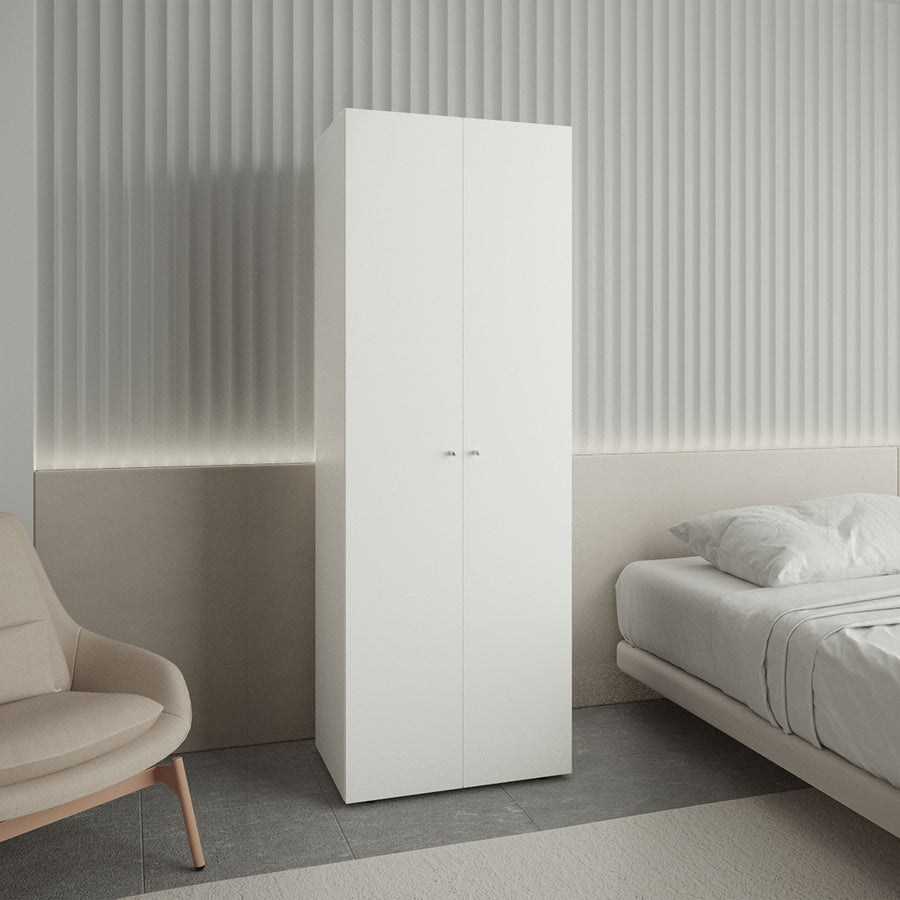 Home 2-Door White Armoire Closet - Hanging Rod & Storage Shelf, Bedroom Organization