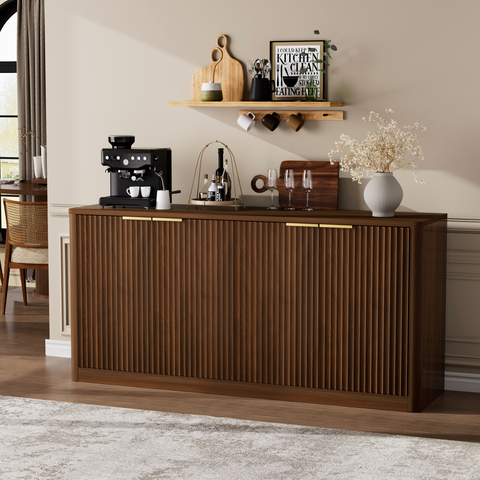 Wavy Sideboard Buffet Cabinet, Walnut, view 3