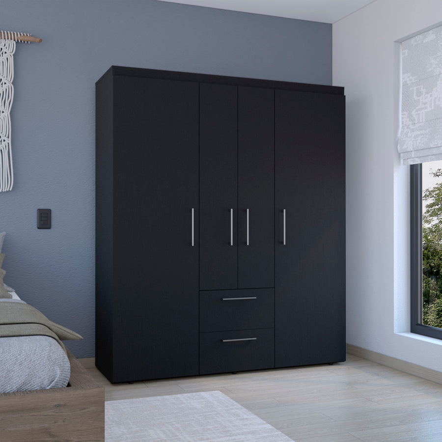 Bariloche Black Wardrobe with Shelves & Drawers - product image 1