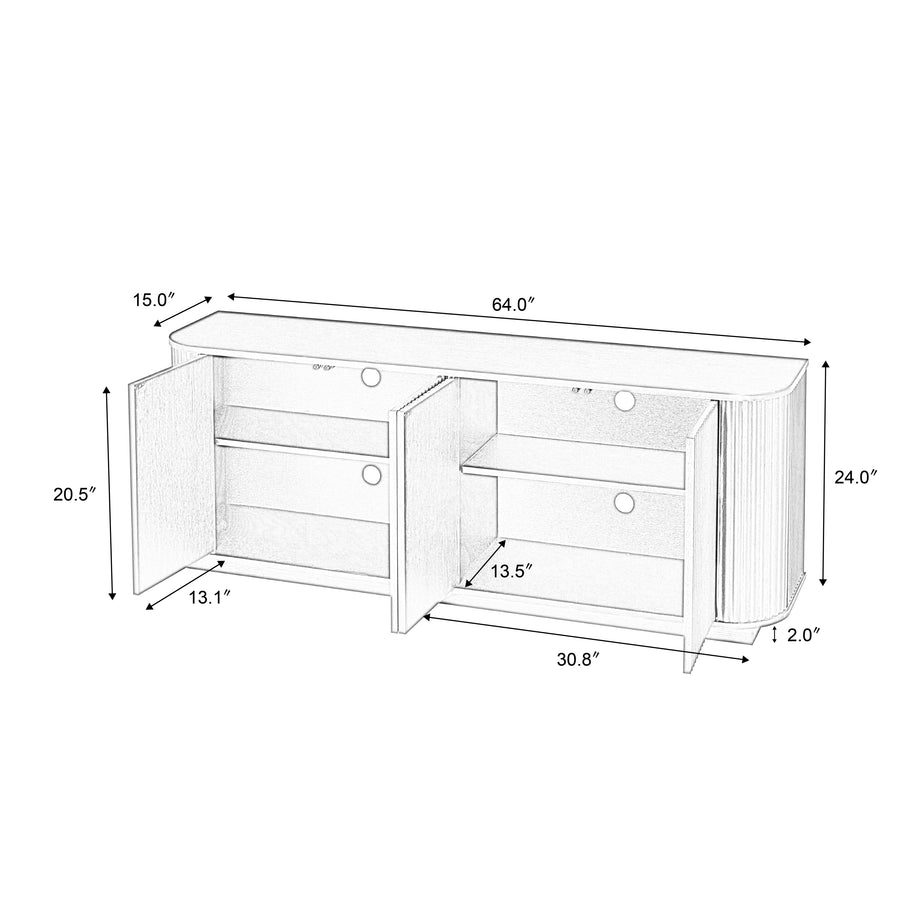 Wave Pattern Sideboard and TV Stand, Black, view 5