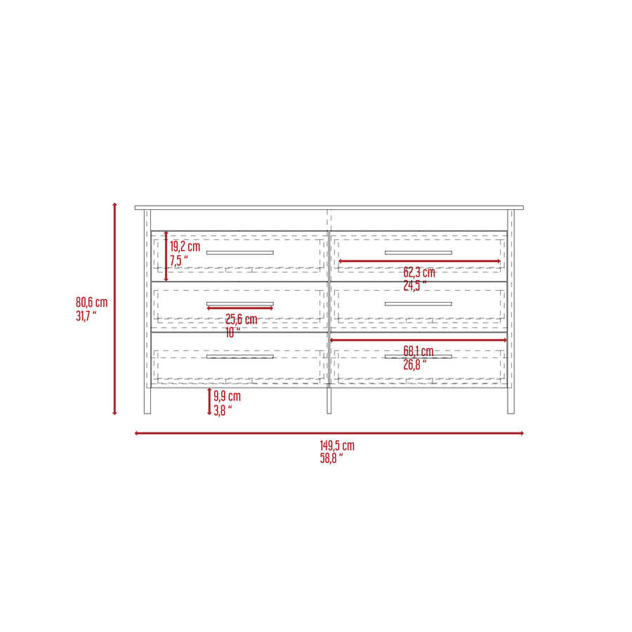 HMS White 6-Drawer Double Dresser — alternate view 6