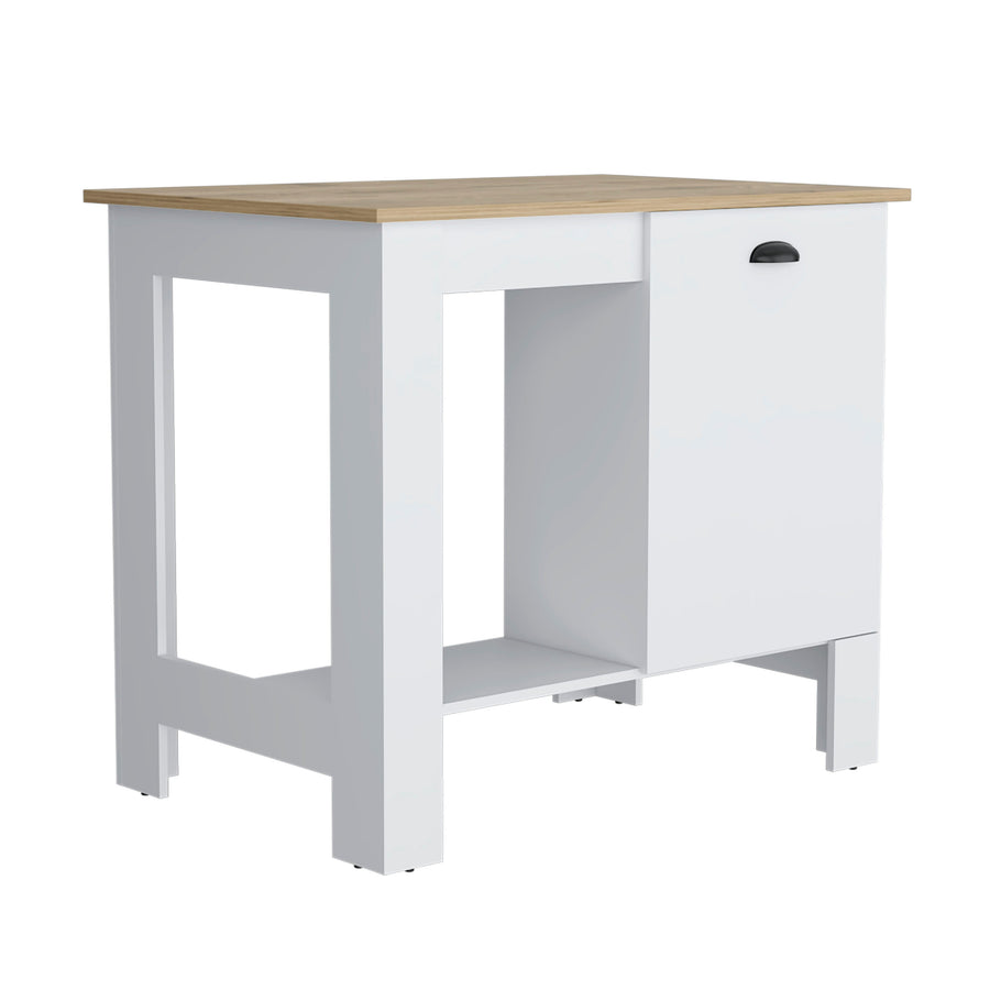 Atenea 41" White Kitchen Island with Cabinet & Shelf — alternate view 2