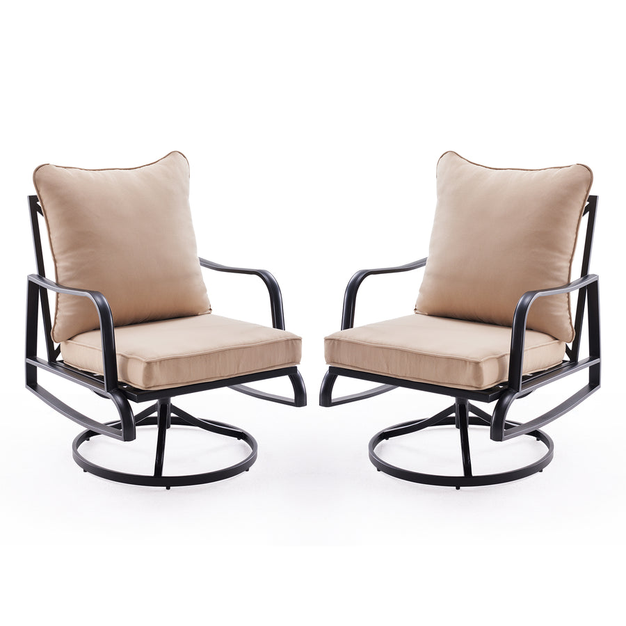 2PC Outdoor Swivel Rocking Patio Chairs - 4' Thick Cushions Bistro Set