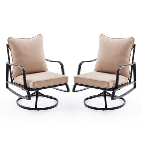 2PC Outdoor Swivel Rocking Patio Chairs - 4' Thick Cushions Bistro Set