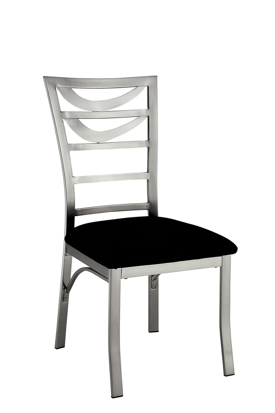 Sleek Contemporary 2PC Side Chairs - Gray Faux Leather Chrome Metal
