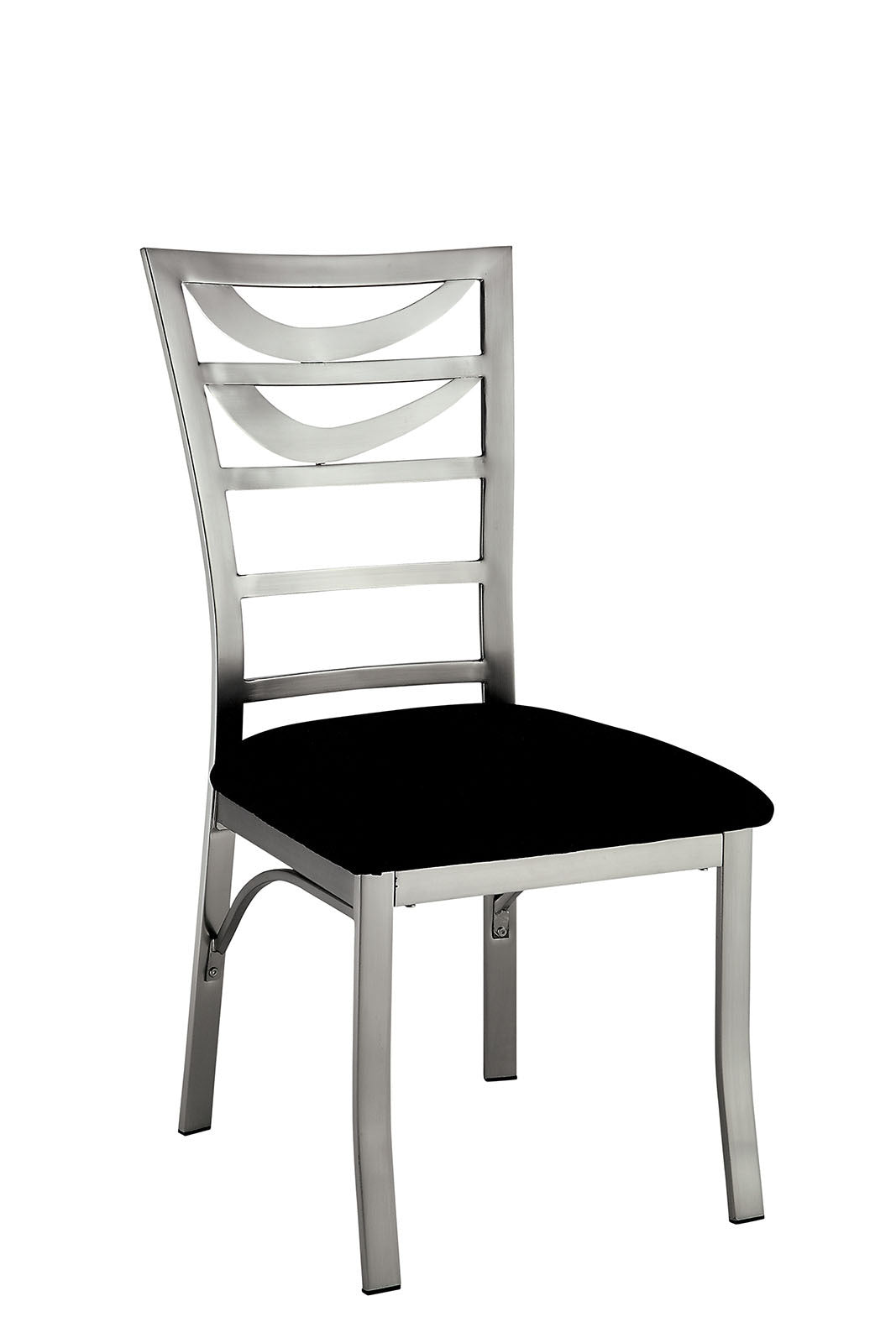 Sleek Contemporary 2PC Side Chairs - Gray Faux Leather Chrome Metal