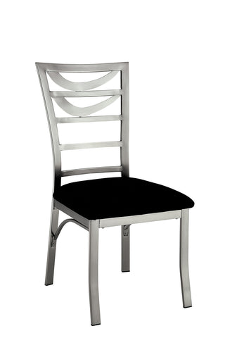 Sleek Contemporary 2PC Side Chairs - Gray Faux Leather Chrome Metal