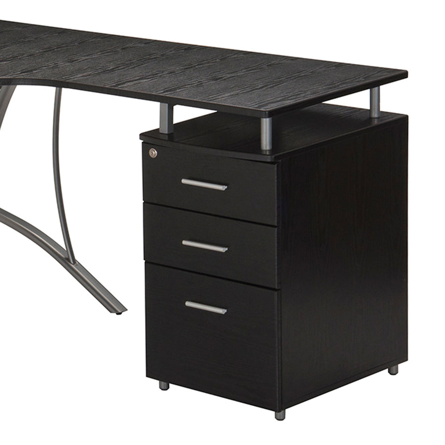 59" Espresso L-Shaped Desk with File Cabinet - product image 9