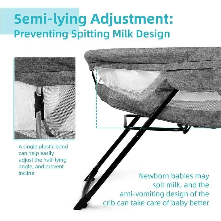 Crzdeal Bassinet 2-in-1 Fold Bassinet for Baby Stationary & Rock Portable Beside Sleeper for 0-6 Month