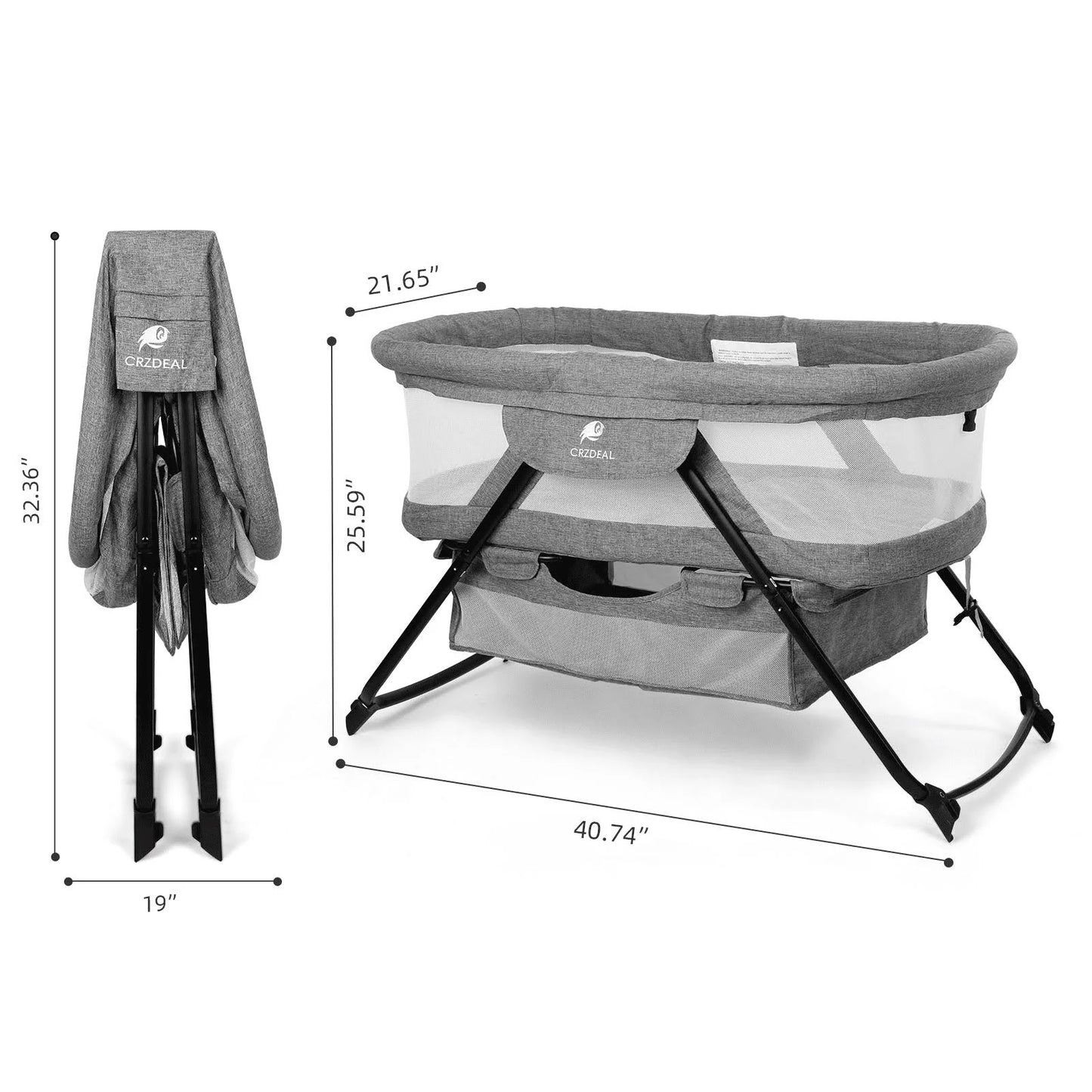 Crzdeal 搖籃 二合一折疊搖籃 適合 0-6 個月嬰兒固定式和搖籃式便攜式睡床旁