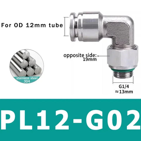 10Pcs 304 Stainless Steel Pneumatic Hose Fitting PL Air Tube Connector 1/8 1/4 3/8 1/2 Quick Release Pipe Fittings 4mm 6mm 8mm