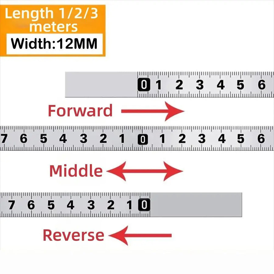 High Quality Self-Adhesive Measuring Tape 12MM Width 1/2/3 meters Workbench Ruler Stainless Steel Adhesive Backed Tape Ruler