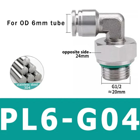 10Pcs 304 Stainless Steel Pneumatic Hose Fitting PL Air Tube Connector 1/8 1/4 3/8 1/2 Quick Release Pipe Fittings 4mm 6mm 8mm