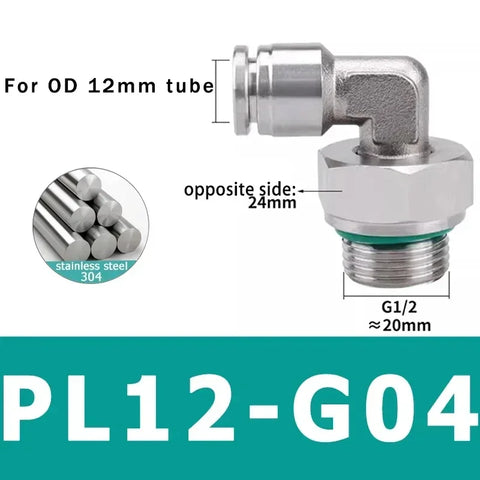 10Pcs 304 Stainless Steel Pneumatic Hose Fitting PL Air Tube Connector 1/8 1/4 3/8 1/2 Quick Release Pipe Fittings 4mm 6mm 8mm