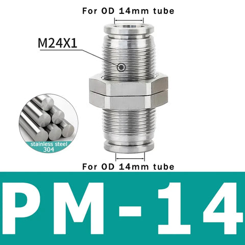 10PCS PM 304 Stainless Steel Fitting Metal Pneumatic Quick Coupling 4 6 8 10 12 14 16mm Push In air Hose Connector