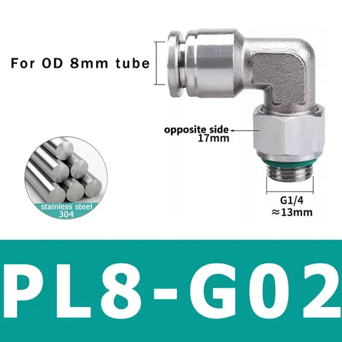 10Pcs 304 Stainless Steel Pneumatic Hose Fitting PL Air Tube Connector 1/8 1/4 3/8 1/2 Quick Release Pipe Fittings 4mm 6mm 8mm