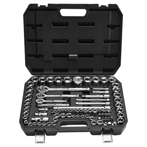 SucceBuy Socket Set 86 Pieces 3/8 1/4 1/2in Drive Socket and Ratchet Set SAE Metric Mechanic Tool Kit with Ratchet Wrench