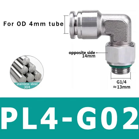 10Pcs 304 Stainless Steel Pneumatic Hose Fitting PL Air Tube Connector 1/8 1/4 3/8 1/2 Quick Release Pipe Fittings 4mm 6mm 8mm