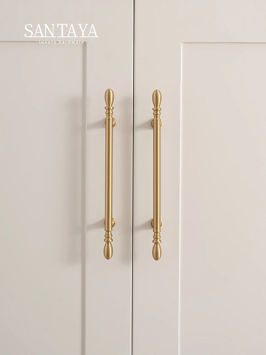 Santaya Solid Brushed Brass Handle Teardrop Shape Kitchen Cabinet Pull Wardrobe Drawer Knob Furniture Handles