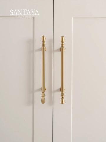 Santaya Solid Brushed Brass Handle Teardrop Shape Kitchen Cabinet Pull Wardrobe Drawer Knob Furniture Handles