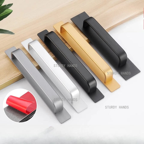 4pc Aluminum alloy door and window handles modern and simple sliding glass sliding doors self-adhesive door handles