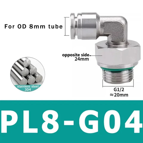 10Pcs 304 Stainless Steel Pneumatic Hose Fitting PL Air Tube Connector 1/8 1/4 3/8 1/2 Quick Release Pipe Fittings 4mm 6mm 8mm