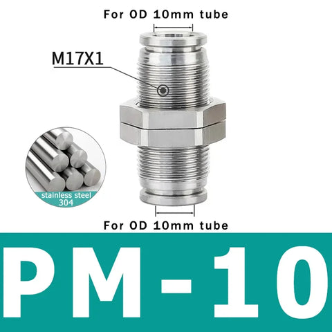 10PCS PM 304 Stainless Steel Fitting Metal Pneumatic Quick Coupling 4 6 8 10 12 14 16mm Push In air Hose Connector