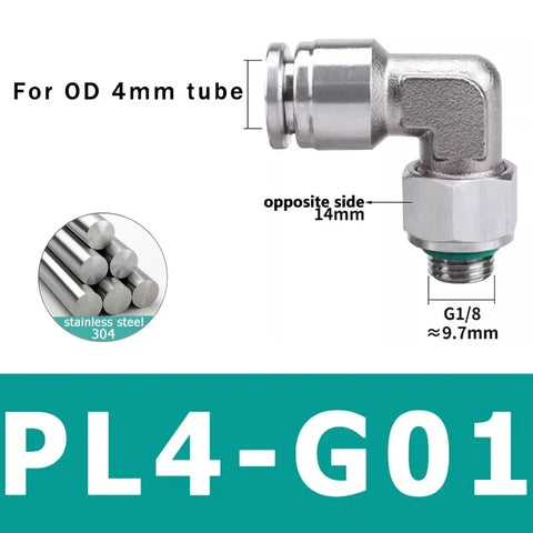 10Pcs 304 Stainless Steel Pneumatic Hose Fitting PL Air Tube Connector 1/8 1/4 3/8 1/2 Quick Release Pipe Fittings 4mm 6mm 8mm