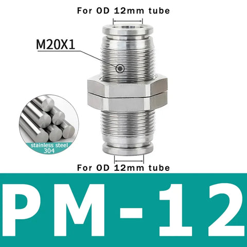 10PCS PM 304 Stainless Steel Fitting Metal Pneumatic Quick Coupling 4 6 8 10 12 14 16mm Push In air Hose Connector