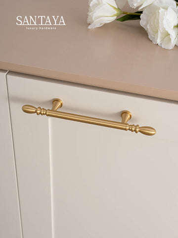 Santaya Solid Brushed Brass Handle Teardrop Shape Kitchen Cabinet Pull Wardrobe Drawer Knob Furniture Handles