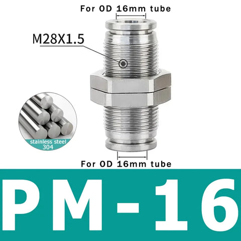 10PCS PM 304 Stainless Steel Fitting Metal Pneumatic Quick Coupling 4 6 8 10 12 14 16mm Push In air Hose Connector