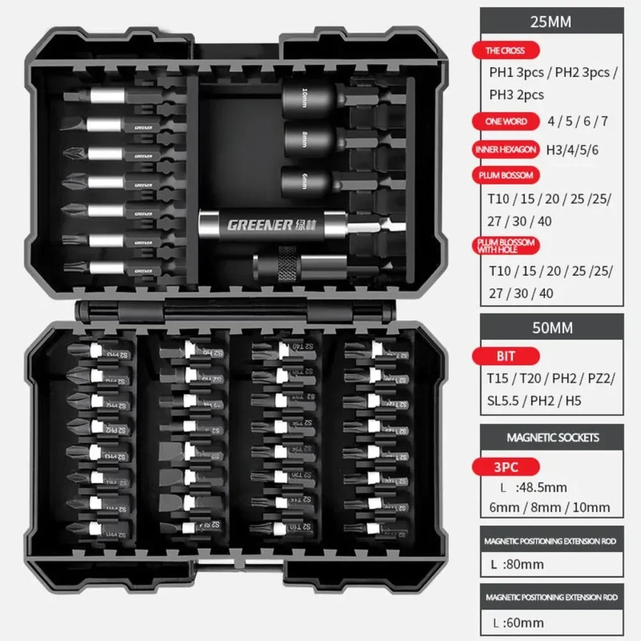 Screwdriver Batch Head Set Household Impact Driver Strong Magnetic Inner Hexagonal Cross Drill Bit Special Tool for Electricians