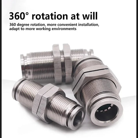 10PCS PM 304 Stainless Steel Fitting Metal Pneumatic Quick Coupling 4 6 8 10 12 14 16mm Push In air Hose Connector