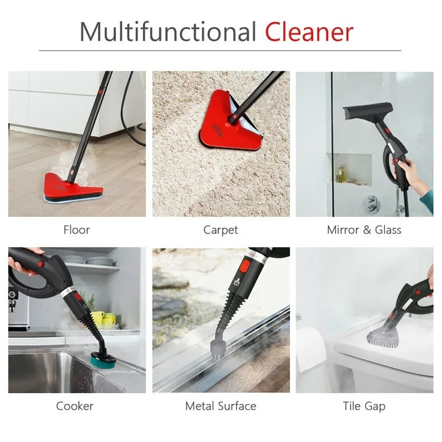 SIMBR Steam Cleaner, Multipurpose Steam Mop with 18 Accessories, 1500W 1.5L Chemical-Free Household Steamer Cleaning for Floors, Carpet, Windows, Autos and More