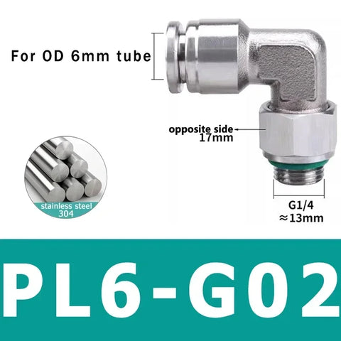 10Pcs 304 Stainless Steel Pneumatic Hose Fitting PL Air Tube Connector 1/8 1/4 3/8 1/2 Quick Release Pipe Fittings 4mm 6mm 8mm