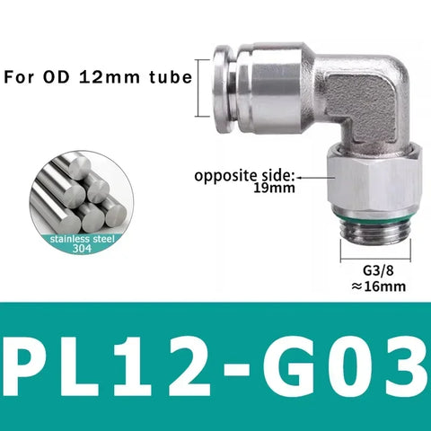 10Pcs 304 Stainless Steel Pneumatic Hose Fitting PL Air Tube Connector 1/8 1/4 3/8 1/2 Quick Release Pipe Fittings 4mm 6mm 8mm